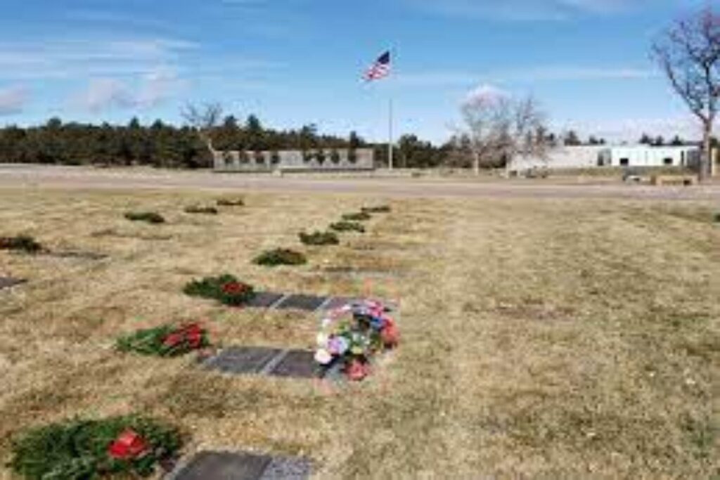 A solemn cemetery with gravestones