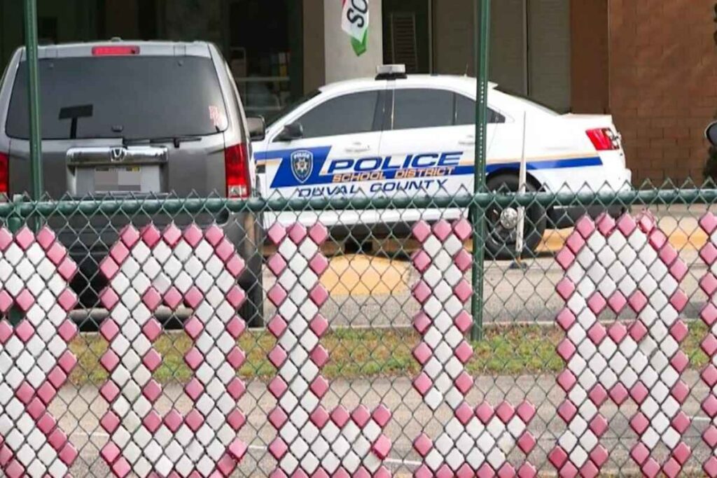 A picture of Duval county officials arresting 11-year-old student