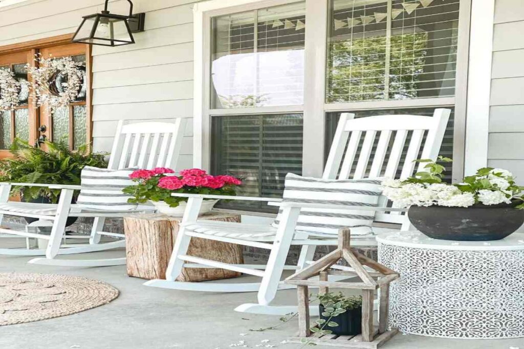 A farmer's market style front porch decor