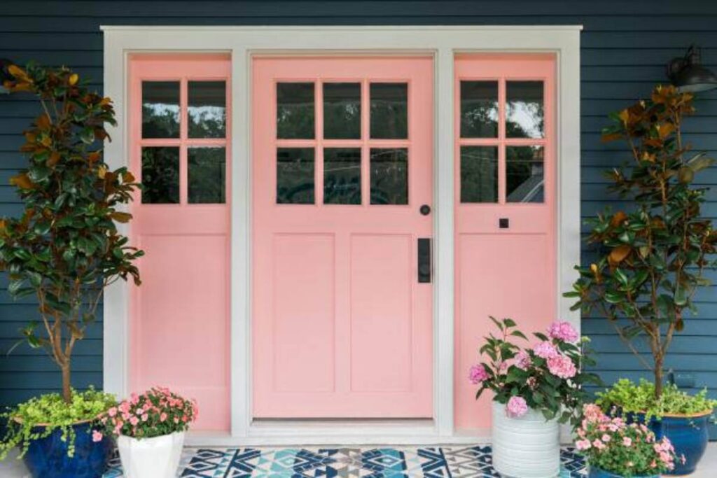 A picture of a painted door front porch decor