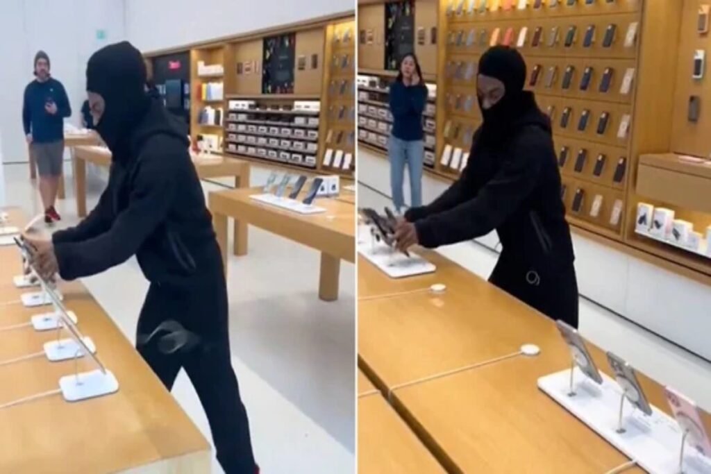 A picture of man caught stealing from an apple store