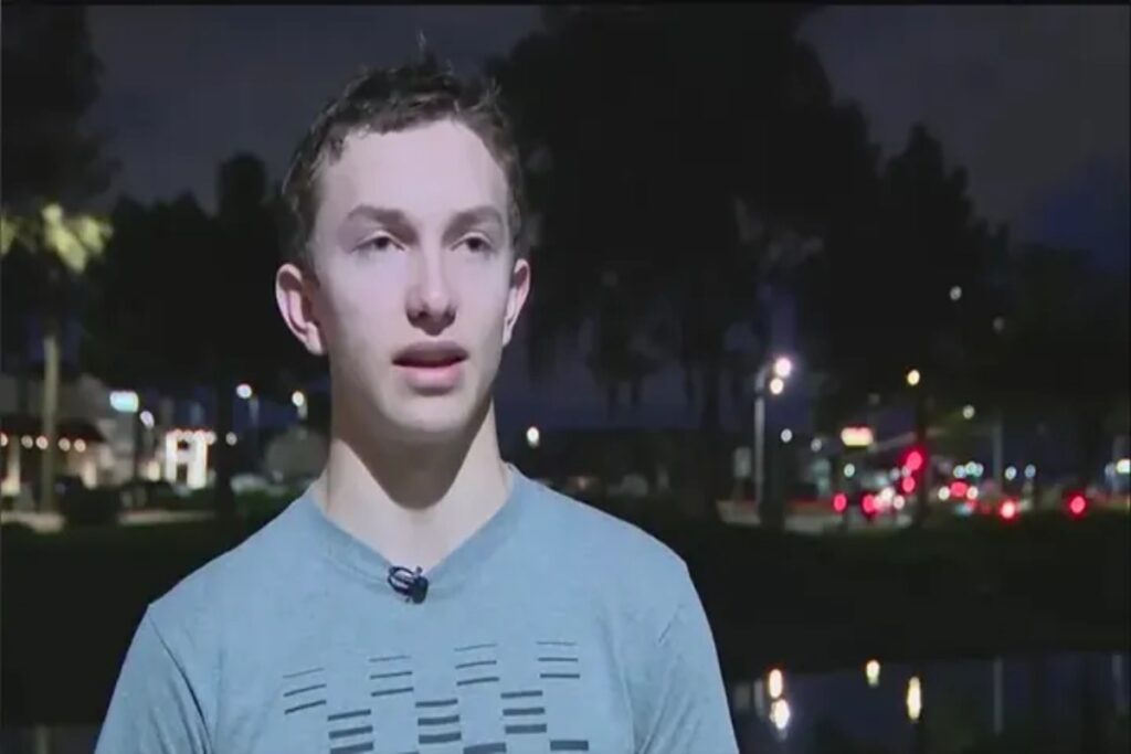 A picture of boy who jumped into lake