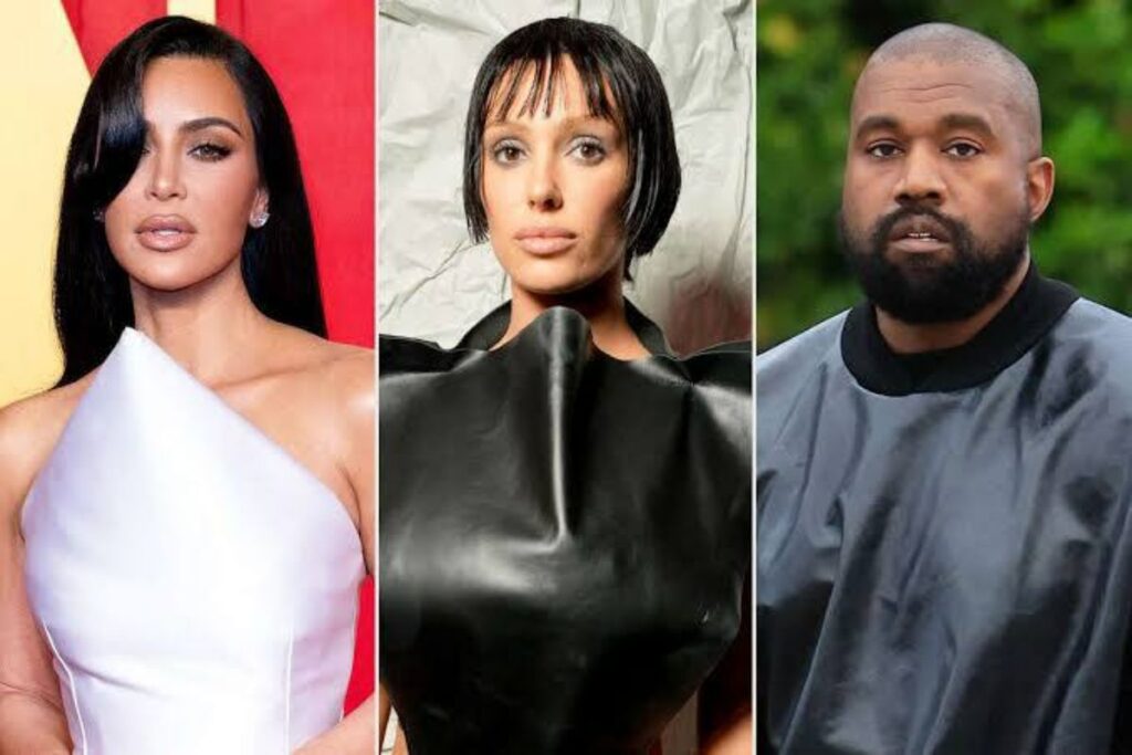 A picture of Kim Kardashian, Bianca Censori, and Ye