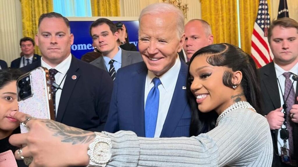 A Picture of GloRilla and President Joe Biden