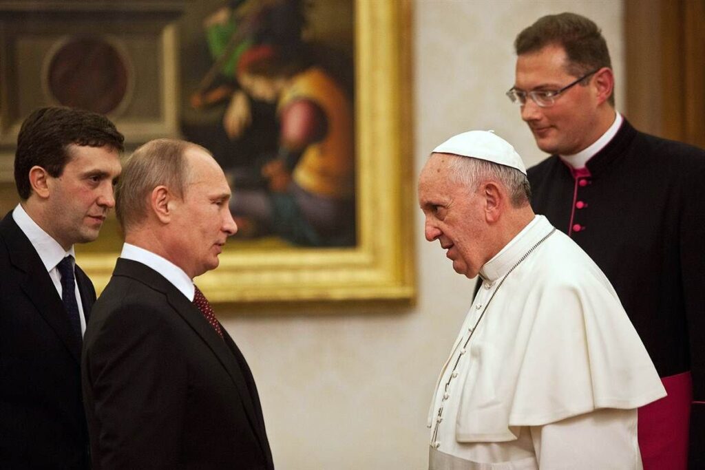 A picture of Pope and Putin