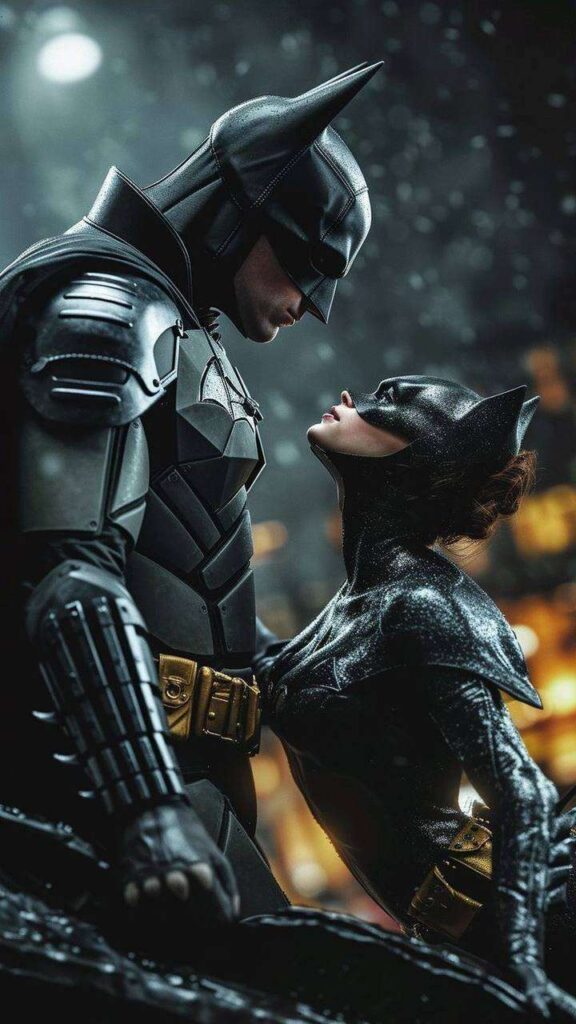 A picture of Batman and Catwoman