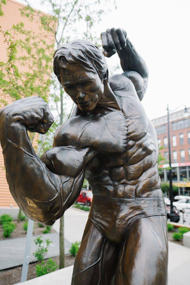 A picture of Arnold Schwarzenegger statue