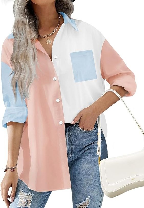 A Picture of _Hotouch Long-Sleeve Boyfriend Dress Shirt