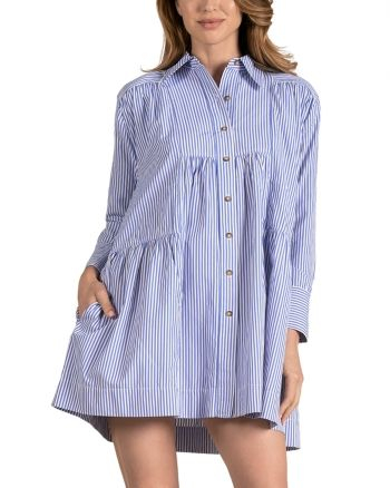 A Picture of Siliteelon Cotton Button Down Striped Dress Shirt