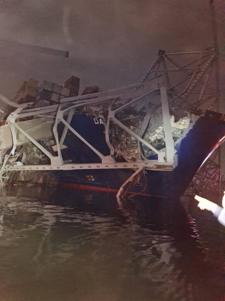 A picture of  Baltimore collapsed bridge