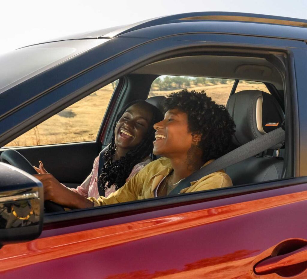 A Picture of Two Ladies in a Car