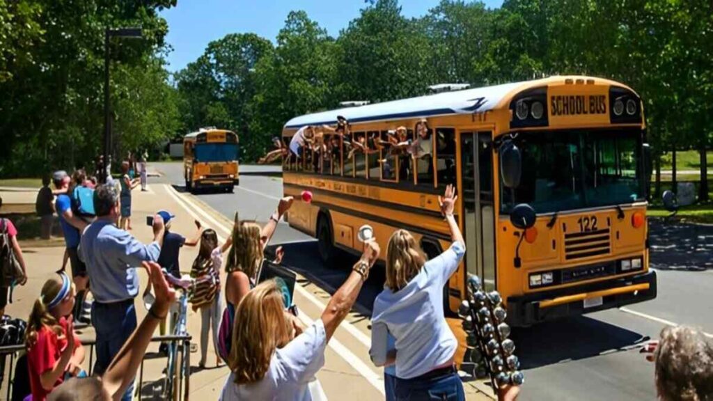 A picture of student in the school bus