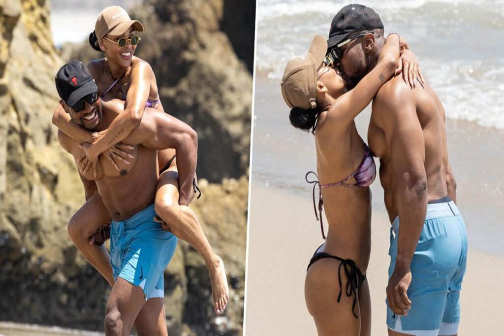 A Picture of Meagan Good and Jonathan Majors at the Beach