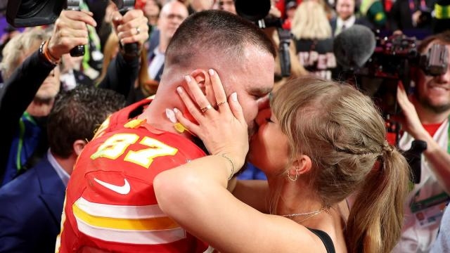 A Picture of Taylor Swift Kissing Travis Kelce at an After-Party