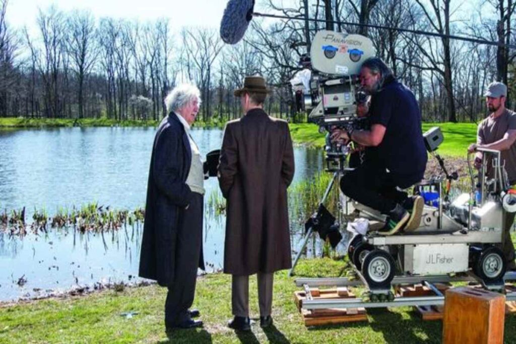 A picture of Hoytema shooting a scene of Oppenheimer