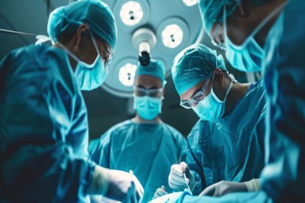 A picture of surgeons performing a surgery