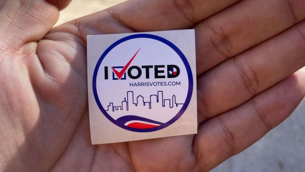 A Picture of a Texas Election Sticker