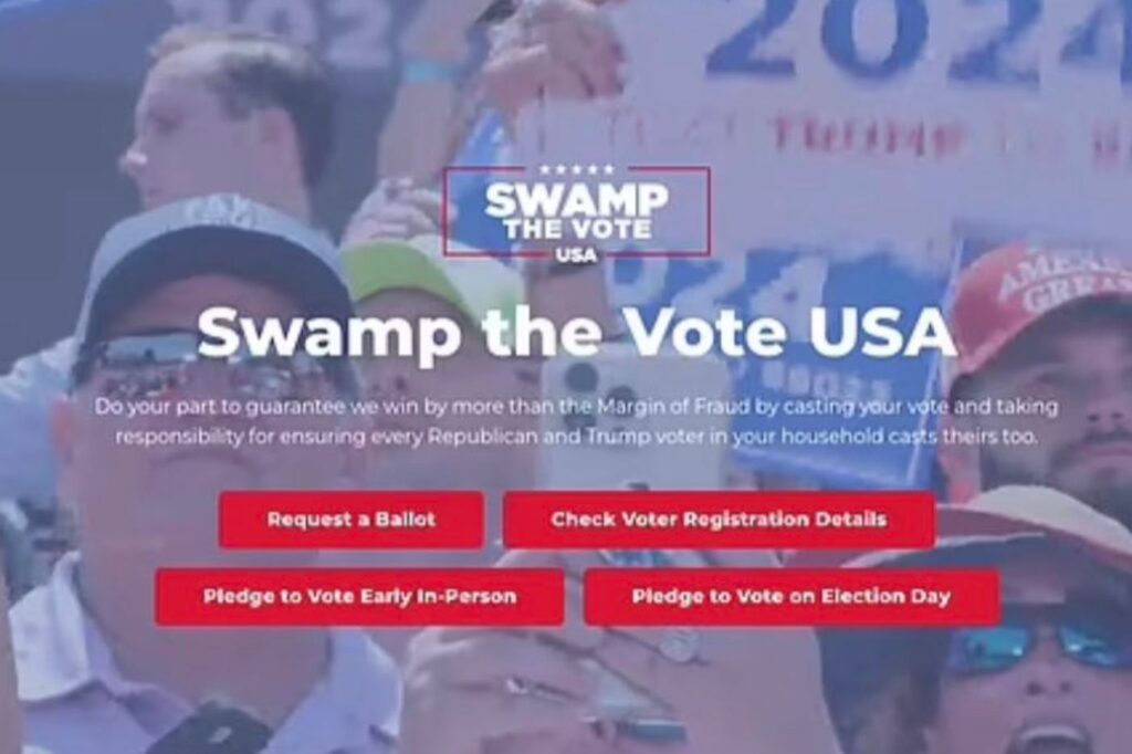 A Picture of Swamp The Vote Website