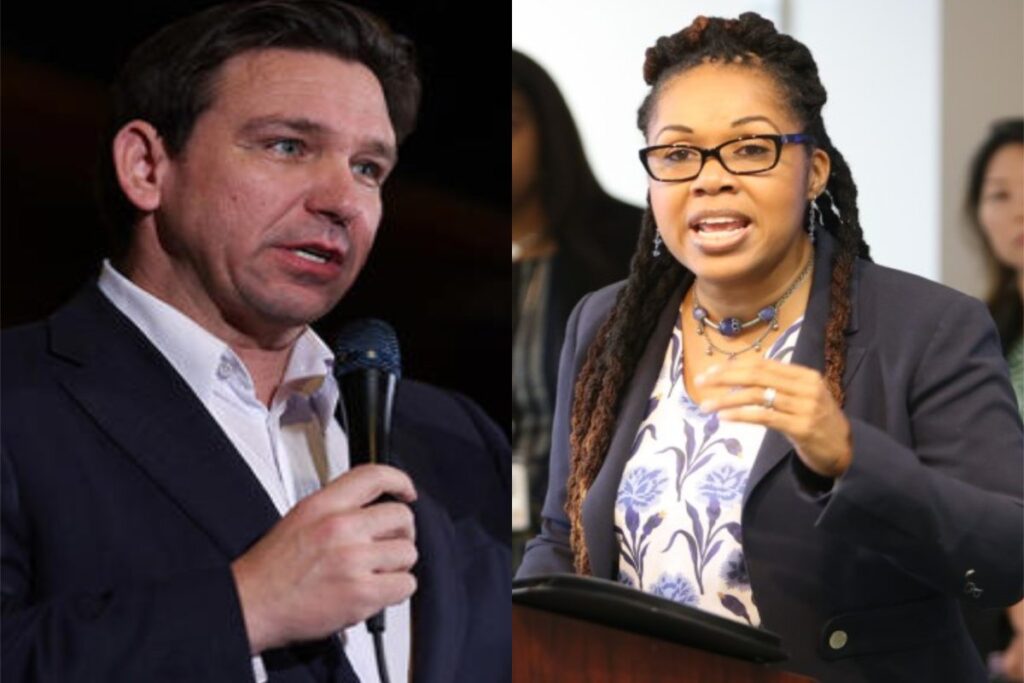 A Picture of Ron DeSantis and Monique Worrell