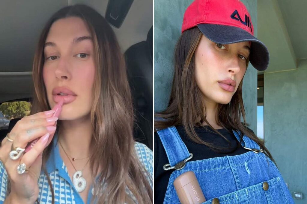 A Picture of Hailey Bieber Rocking Her Denim Jumpsuit