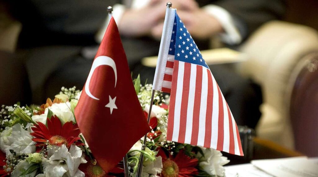 A Picture of Turkish and American Flags