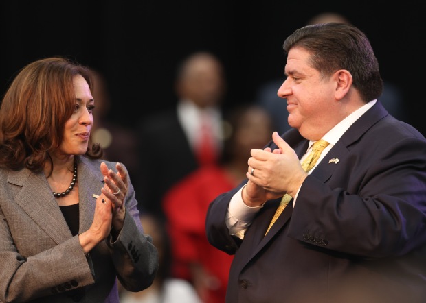 A Picture of J.B Pritzker and Kamala Harris