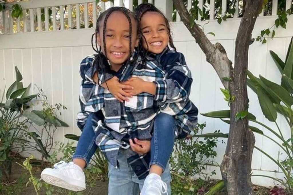 Chyna's son, King piggybacking his half sister, Dream