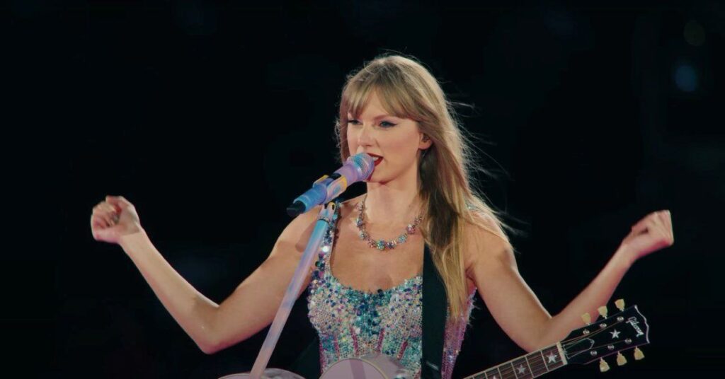 Taylor Swift performing on stage