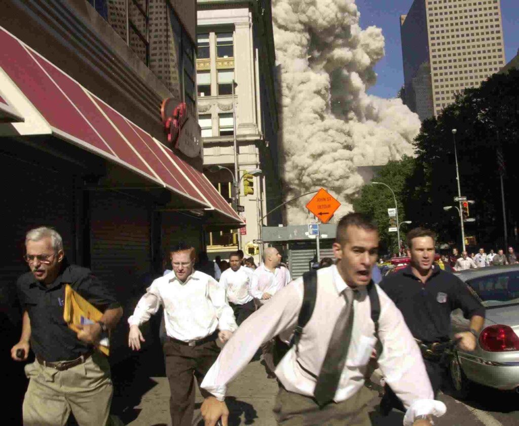 People panicking during the 9/11 attack