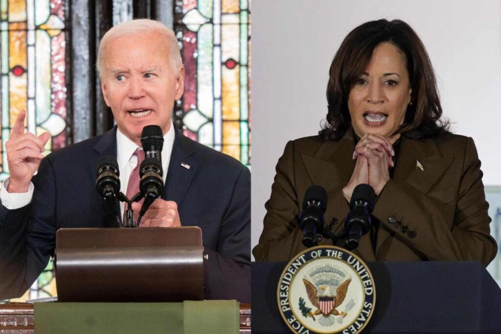 A collage of Kamala Harris and Joe Biden