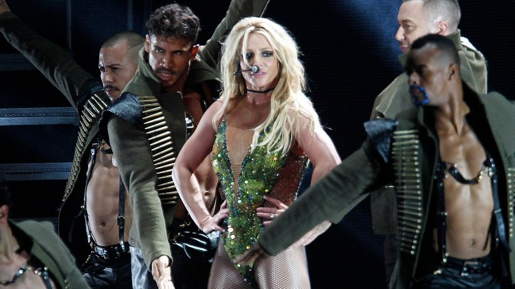 A Picture of Britney Spears performing with her dance crew