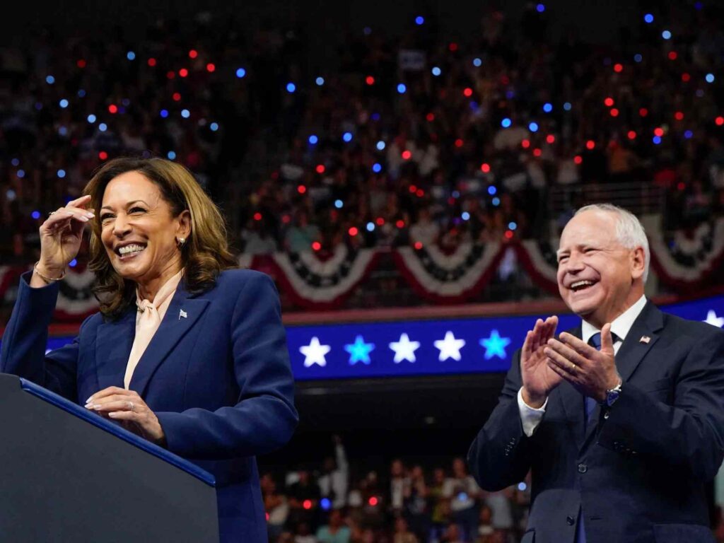 A Picture of Tim Walz and Kamala Harris During the Big Announcement