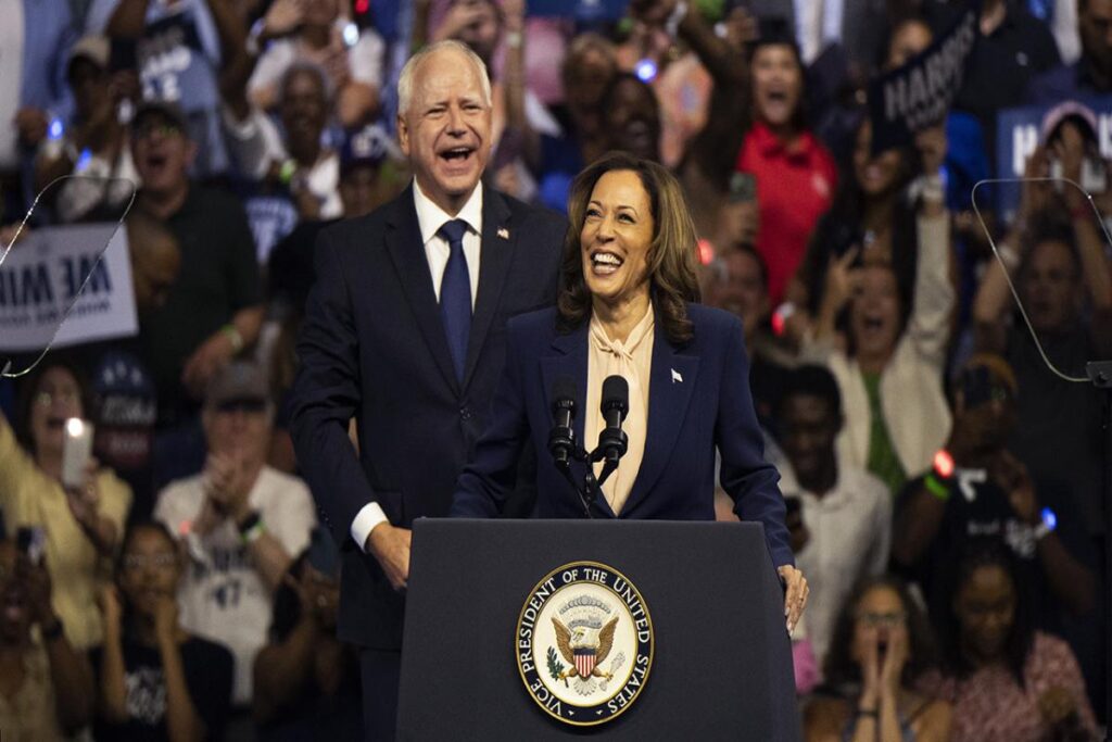 A Picture of Tim Walz and Kamala Harris During the Big Announcement