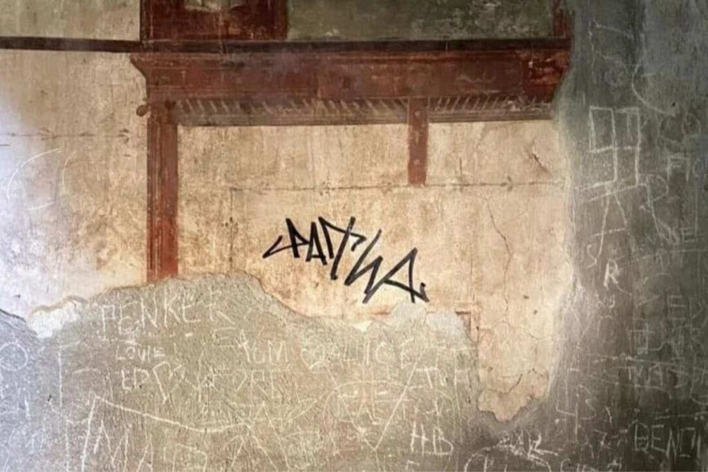 A Picture of the Vandalized Building in Pompeii