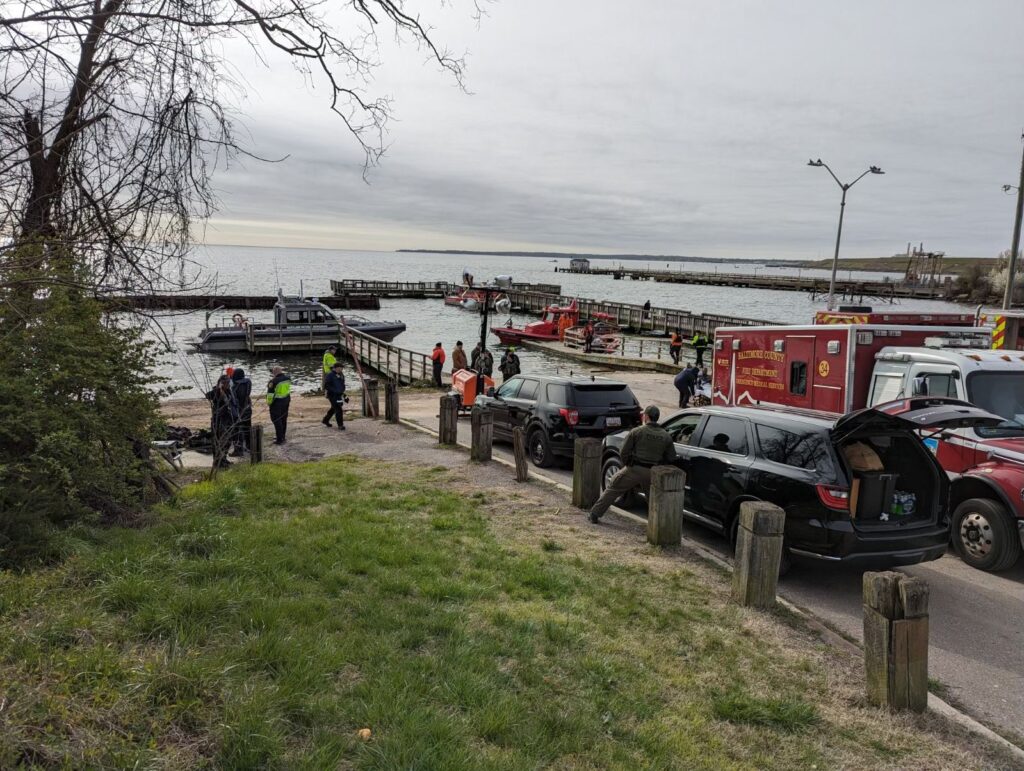 Authorities close to the site of the Francis Scott key bridge disaster