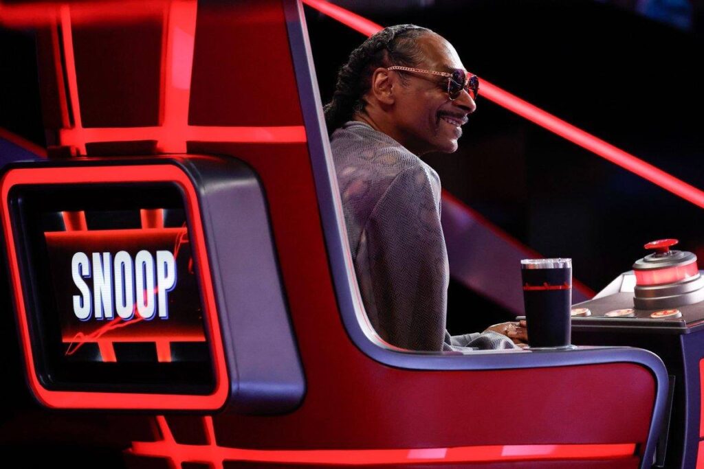 Snoop Dogg in the judges seat on The Voice