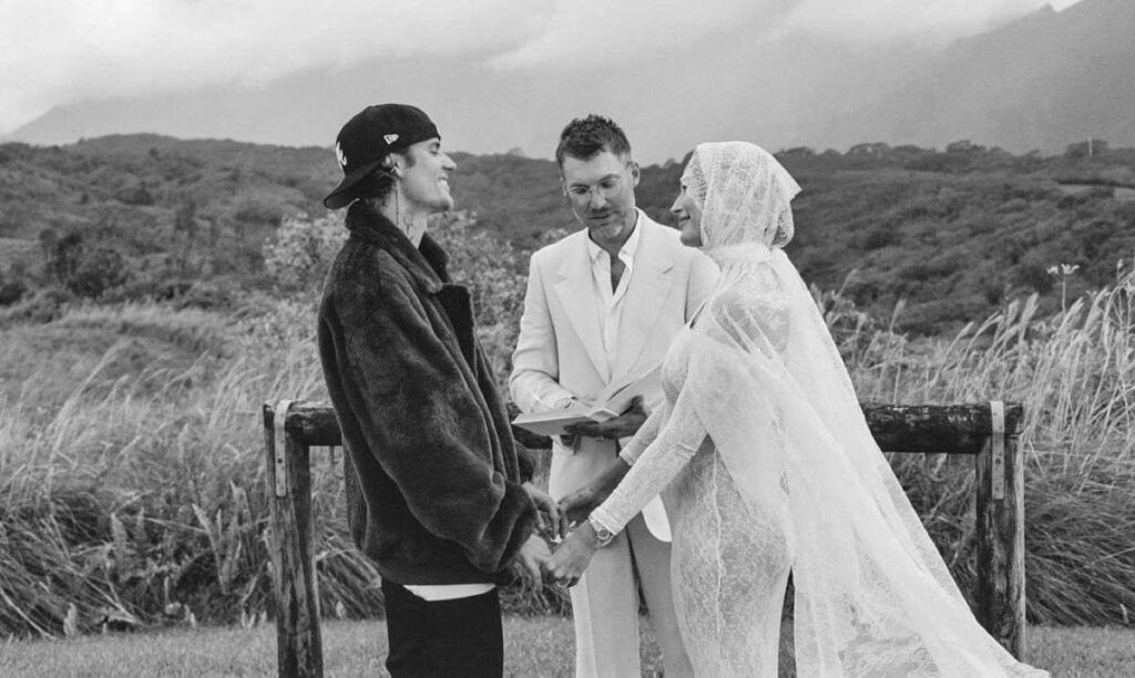 Justin Bieber and Hailey Bieber at their wedding