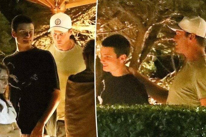 Tom Brady and Jack out at night