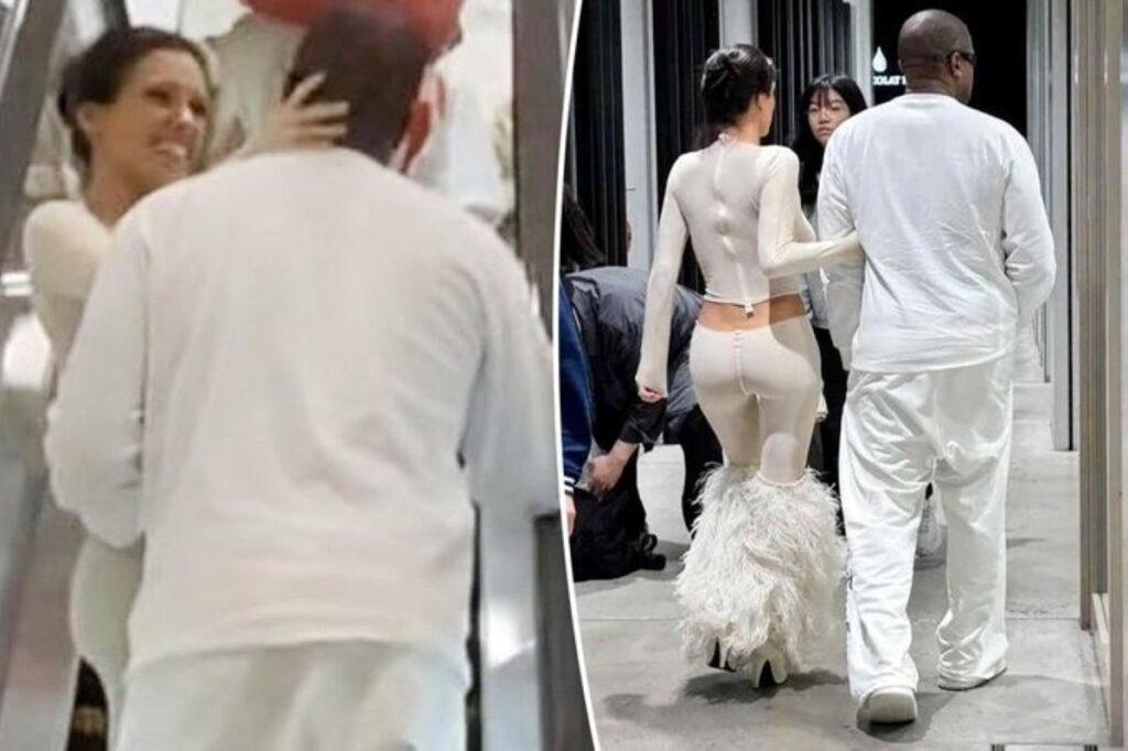 A collage showing Kanye West and Bianca Censori in Tokyo