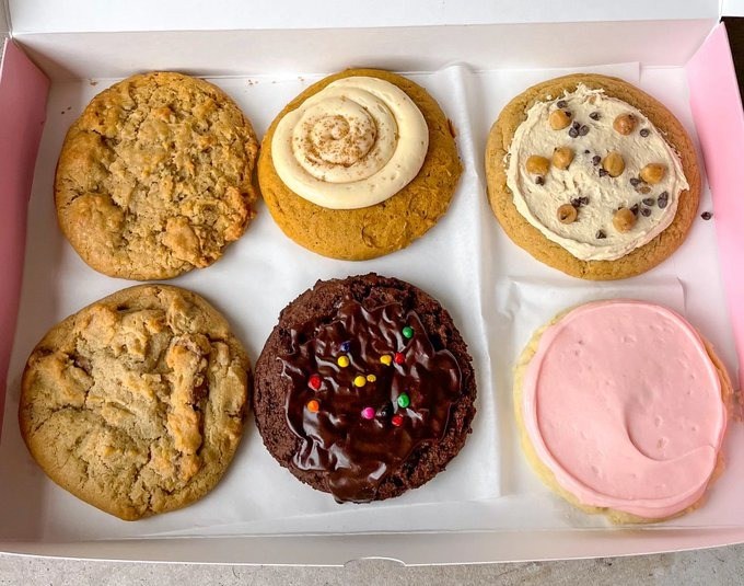 A box of Crumbl Cookies