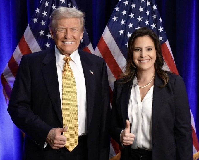 Elise Stefanik posing with Donald Trump 