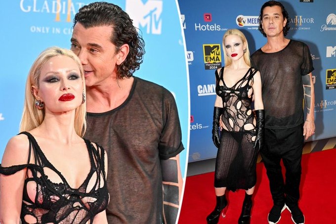 A collage showing how Gavin Rossdale and Xheneti turned up for the MTV EMAs 