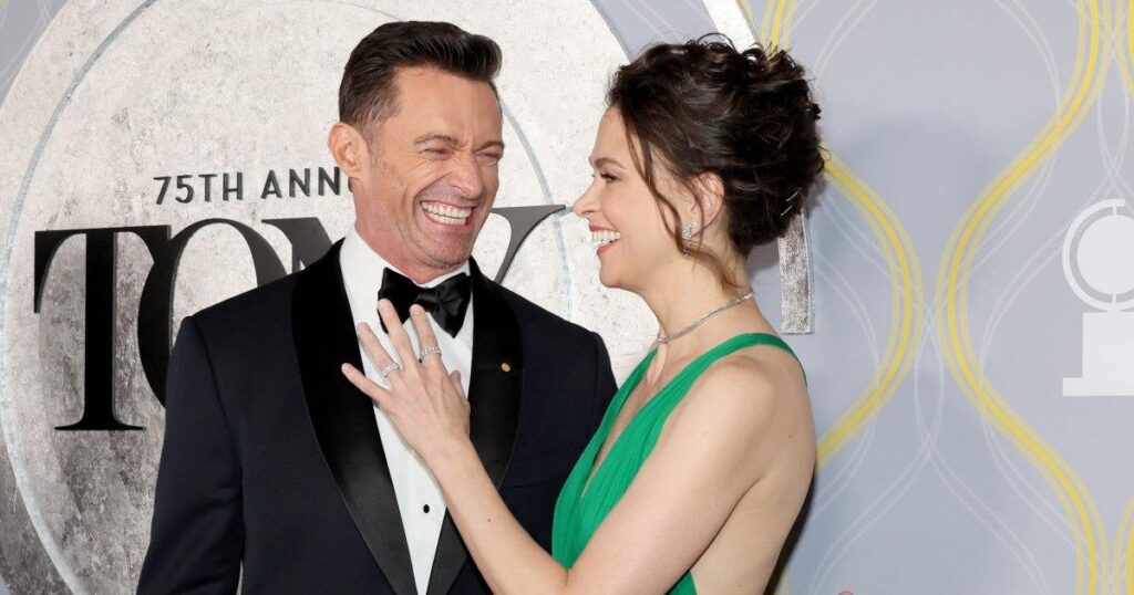 Hugh Jackman and Sutton Foster on the red carpet