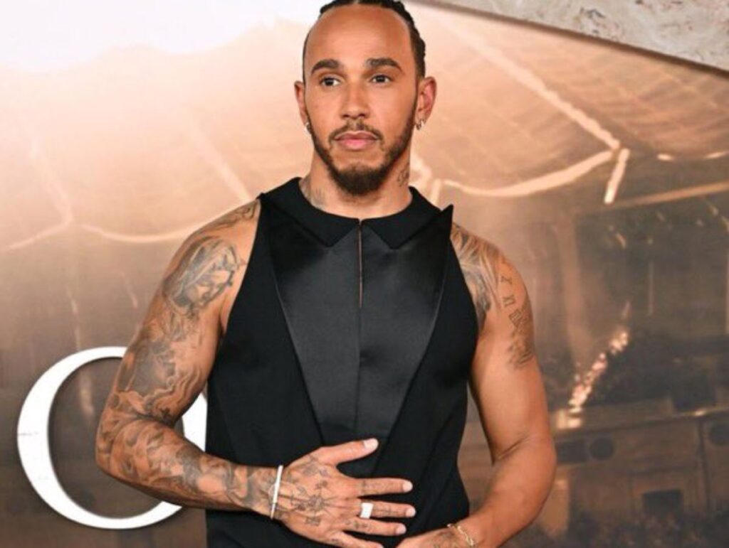 A Picture of Lewis Hamilton from Gladiator 2 LA premiere