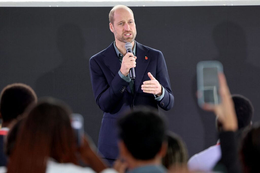 Prince William gives a speech during his trip to SA